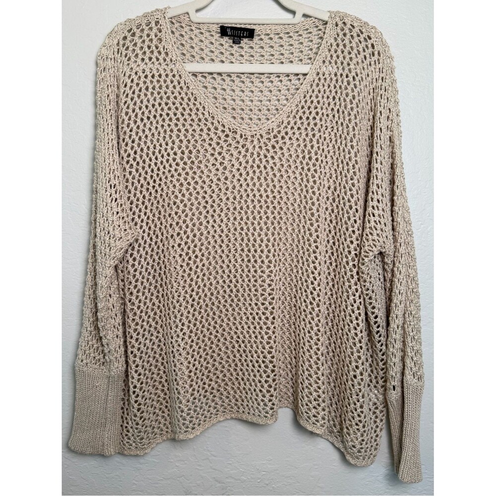 Two Sisters Cream Open Knit Relaxed Sweater Size M/L Slouchy Beach Cover-up - Picture 10 of 10